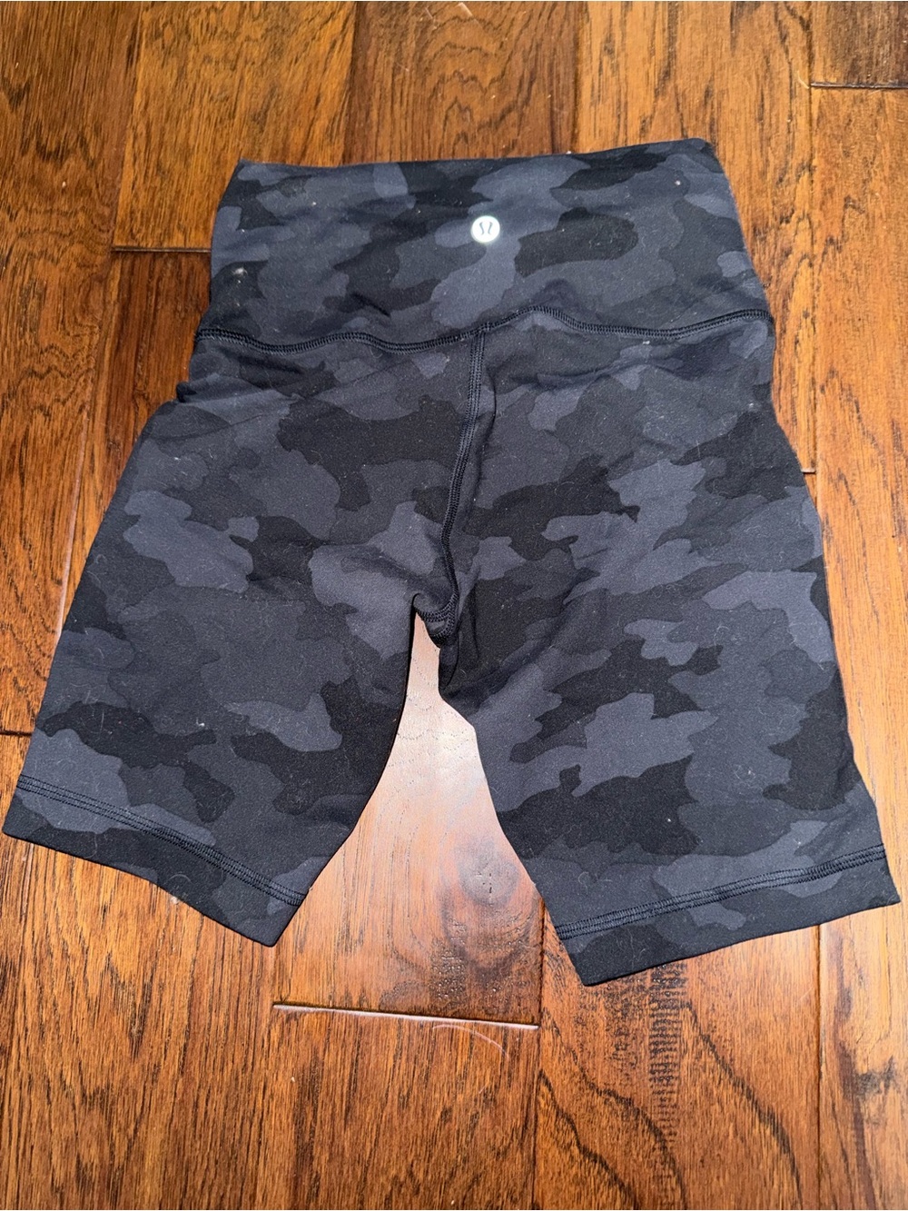 lululemon Black Gray Camo High-Rise Bike Shorts